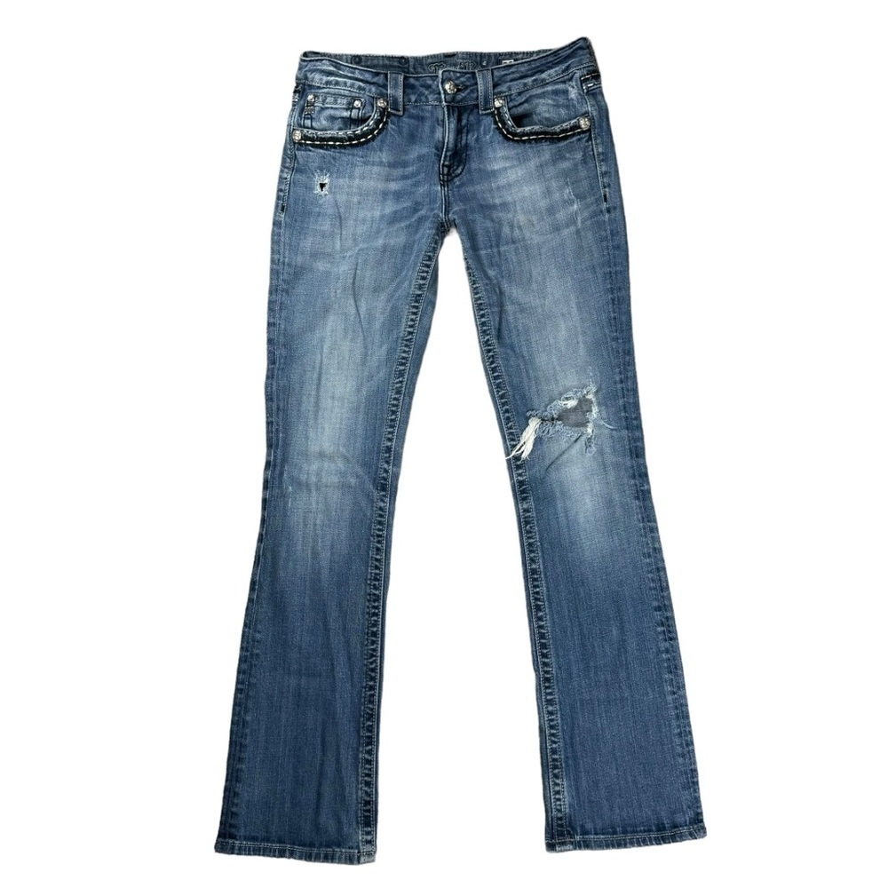 Miss Me Distressed Medium Blue Bootcut Jeans